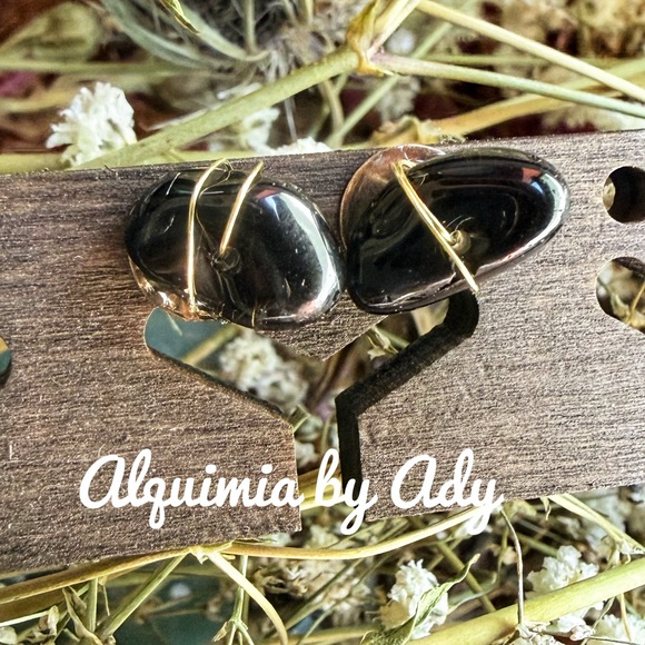 Alquimia Jewelry - Alquimia Gold and Black onyx Stone Earrings